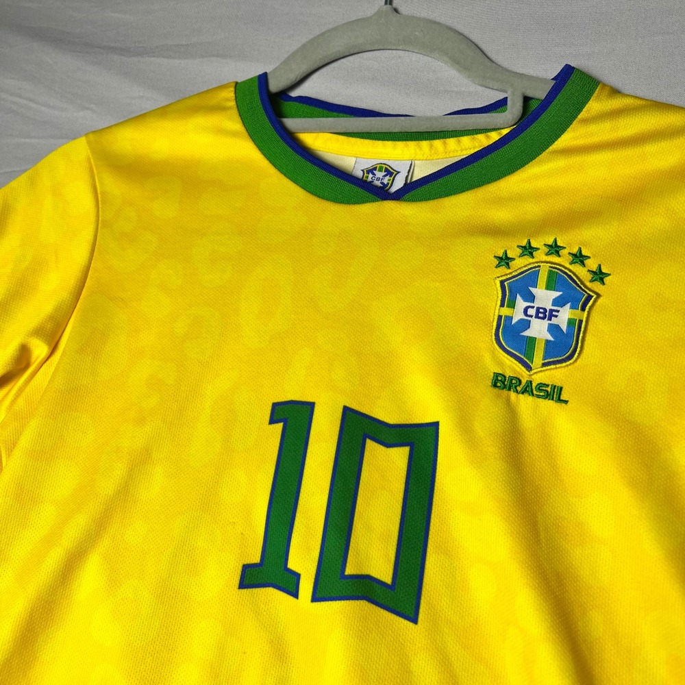 Kids Brazil Neymar Jr 10 Soccer Jersey Yellow CBF National Team Shirt Size 24